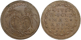 Pio VI 1775-1799 
Baiocco, Bologna, 1784, An X, AE
Ref : MIR 2849/1 (R2), CNI 157, Munt 258, Berman 3073
Conservation : NGC MS 63 BN. Top Pop. Superbe...