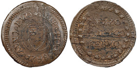 Repubblica Romana 1795-1799
Mezzo Baiocco, 1798, Fermo, AE
Ref : MIR 2913/1, CNI 13, Munt 54
Conservation : NGC MS 62 BN. Top Pop. Superbe exemplaire