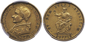 Gregorio XVI 1831-1846
Doppia, Bologna, 1834, AU
Ref : MIR 3092/2 (R), Munt 24, Pag 141, Berman 3273, Fr. 261
Conservation : PCGS AU 53
