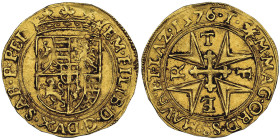 Emanuele Filiberto 1553-1580
Scudo d'oro del Sole, VI tipo, Torino, 1576, AU 3.31 g.
Ref : Cud. 574e (R4), MIR 499 (R4), Sim. 27, Biaggi 420 c, Fr. 10...