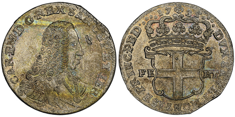 Carlo Emanuele III, Primo Periodo 1730-1755
5 Soldi, I tipo, Torino, 1735, Mi 4....