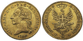 Vittorio Amedo III 1773-1796
Doppia Nuova, Torino, 1786, AU 9.10 g.
Ref : Cud. 1092a (R), MIR 982a, Biaggi 843a, Fr. 1120
Conservation : Superbe exemp...