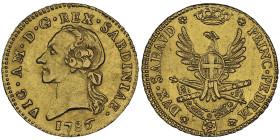 Vittorio Amedo III 1773-1796
Mezza Doppia Nuova, Torino, 1786, AU 4.55 g.
Ref : Cud. 1094a (R), MIR 984a, Biaggi 845a, Fr.1121
Conservation : NGC MS 6...