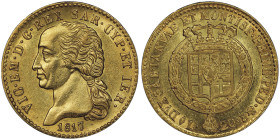 Vittorio Emanuele I 1802-1821
20 lire, Torino, 1817/6 L, AU 6.45 g. 7 su 6 Ref : Cud. 1139b, MIR 1028b (R), Pag. 5, Fr. 1129 Conservation : PCGS AU 58...