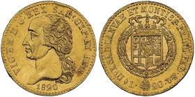 Vittorio Emanuele I 1802-1821
20 lire, Torino, 1820 L, AU 6.45 g.
Ref : Cud. 1139e (R) MIR 1028e , Pag. 8, Fr. 1129 Conservation : NGC MS 61. Superbe ...