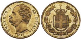 Umberto I 1878-1900
50 Lire, Roma, 1891 R, AU 16.09 g.
Ref : Cud. 1210c (R3), MIR 1097c, Pag. 574, Fr. 20 Conservation : Superbe.
Quantité : 414 exemp...