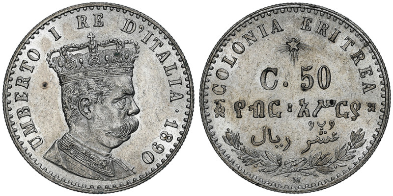 Colonia Eritrea
1/10 di Tallero da 50 Centesimi, Milano, 1890 M, AG 2,5 g.
Ref :...