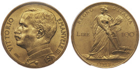 Vittorio Emanuele III 1900-1946
100 Lire, Roma, 1912 R, AU 32.25 g.
Ref : Cud. 1228b (R2), MIR 1115b, Pag. 641, Fr. 26 Conservation : PCGS MS 63
Quant...
