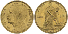 Vittorio Emanuele III 1900-1946
10 Lire Aratrice, Roma, 1912 R, AU 3.22 g. Ref : Cud. 1245b (R3), MIR 1131b , Pag. 688, Fr. 29 Conservation : NGC MS 6...