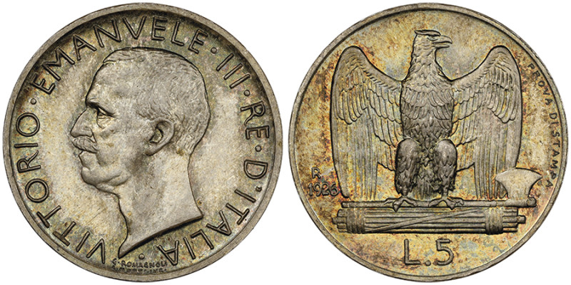 Vittorio Emanuele III 1900-1946
5 Lire Aquilotto PROVA DI STAMPA, Roma, 1926 R, ...