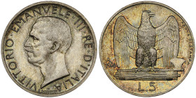 Vittorio Emanuele III 1900-1946
5 Lire Aquilotto PROVA DI STAMPA, Roma, 1926 R, AG 5 g.
Ref : Luppino PP174
Conservation : NGC MS 67. Top Pop: le plus...