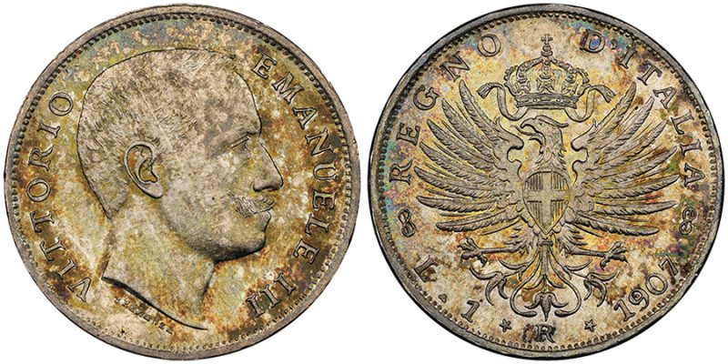 Vittorio Emanuele III 1900-1946 1 Lira Aquila Sabauda, Roma, 1907 R, AG 5 g.
Ref...