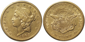 20 Dollars Liberty, San Francisco, 1865 S, No Motto, AU 33,43 g.
Ref : Fr. 172
Conservation : PCGS AU 50