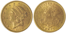 20 Dollars Liberty, San Francisco, 1868 S, AU 33,43 g.
Ref : Fr. 175
Conservation : PCGS MS 60