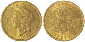 20 Dollars Liberty, Philadelphia, 1869, AU 33,43 g.
Ref : Fr. 174
Conservation : PCGS AU 55
