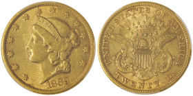 20 Dollars Liberty, San Francisco, 1869 S, AU 33,43 g.
Ref : Fr. 175
Conservation : PCGS AU 58