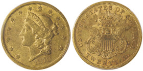 20 Dollars Liberty, San Francisco, 1870 S, AU 33,43 g.
Ref : Fr. 175
Conservation : PCGS AU 55