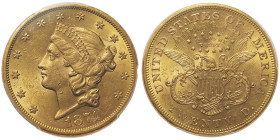 20 Dollars Liberty, San Francisco, 1874 S, AU 33,43 g.
Ref : Fr. 175
Conservation : PCGS MS 60