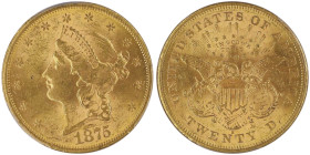 20 Dollars Liberty, San Francisco, 1875 S, AU 33,43 g.
Ref : Fr. 175
Conservation : PCGS MS 62