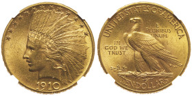 10 Dollars, Philadelphia, 1910, AU 16.7 g.
Ref : Fr. 166
Conservation : NGC MS 64