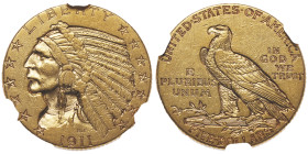 5 Dollars, Denver, 1911 D, AU 8.35 g.
Ref : Fr. 151
Conservation : NGC AU 53