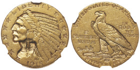 5 Dollars, San Francisco, 1915 S, AU 8.35 g.
Ref : Fr. 150
Conservation : NGC AU 50