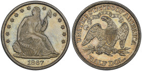 ½ Dollar "Seated Liberty Half Dollar", Philadelphia, 1867, AG 12.44 g
Ref : KM# 99 
Conservation : NGC MS 64. Magnifique patine de médallier. D'aspect...