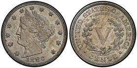 5 Cents "Liberty Nickel", 1886, Ni 5 g. 
Ref : KM# 112
Conservation : NGC MS 61