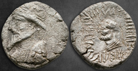 Kings of Elymais. Seleuceia on the Hedyphon. Kamnaskires V 54-33 BC. Tetradrachm AR