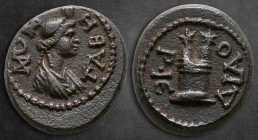Caria. Tabai. Pseudo-autonomous issue AD 81-96. Orthrios priest (or Orthios Hieron). Bronze Æ