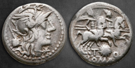 Ti. Quinctius 126 BC. Rome. Denarius AR