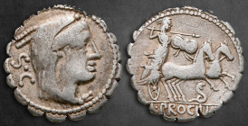 L. Procilius 80 BC. Rome. Serrate Denarius AR