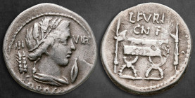 L. Furius Cn. f. Brocchus 63 BC. Rome. Denarius AR
