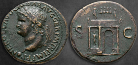 Nero AD 54-68. Lugdunum (Lyon). Sestertius Æ