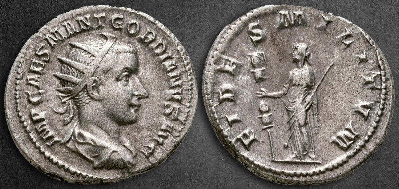 Gordian III AD 238-244. Rome
Antoninianus AR

23 mm, 4,34 g

IMP CAES M ANT...