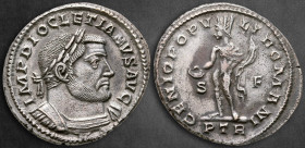 Diocletian AD 284-305. Treveri. Follis Æ silvered