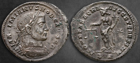 Maximianus Herculius AD 286-305. Treveri. Follis Æ silvered