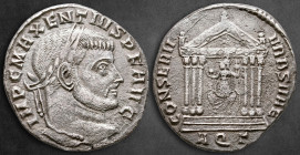 Maxentius AD 306-312. Aquileia. Follis Æ silvered