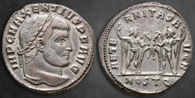 Maxentius AD 306-312. Ostia. Follis Æ silvered