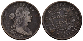 U.S. Coins. Draped Bust Cents. 1 cent. 1797. Philadelphia. (Km-22). Ae. 10,87 g. Canto liso. Sin tallos en reverso. Ligeras concreciones. Rara. Choice...