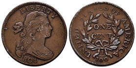 U.S. Coins. Draped Bust Cents. 1 cent. 1804. Philadelphia. (Km-22). Ae. 13,96 g. The ever-popular key date 1804 Draped Bust cent enjoys a strong follo...