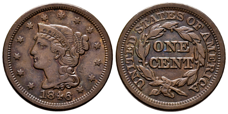 U.S. Coins. Braided Hair Cents. 1 cent. 1846/1846. Philadelphia. (Km-no cita). A...