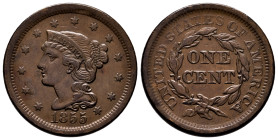 U.S. Coins. Braided Hair Cents. 1 cent. 1855. Philadelphia. Ae. 10,19 g. Upright 5's. Choice VF. Est...80,00. 

Spanish Description: Estados Unidos....