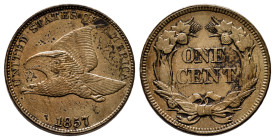 U.S. Coins. Flying Eagle Cents. 1 cent. 1857. Philadelphia. (Km-85). 4,59 g. Scratches on obverse. Almost XF/Choice VF. Est...250,00. 

Spanish Desc...