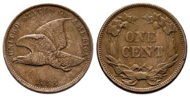 U.S. Coins. Flying Eagle Cents. 1 cent. 1858. Philadelphia. (Km-85). 4,64 g. Small letters. VF. Est...250,00. 

Spanish Description: Estados Unidos....