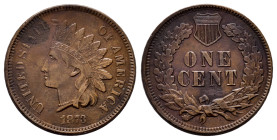 U.S. Coins. Indian Cents. 1 cent. 1873. Philadelphia. (Km-90a). Ae. 3,02 g. Rust. Choice VF. Est...150,00. 

Spanish Description: Estados Unidos. In...
