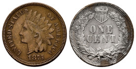 U.S. Coins. Indian Cents. 1 cent. 1875. Philadelphia. (Km-90a). Ae. 3,16 g. Almost XF. Est...90,00. 

Spanish Description: Estados Unidos. Indian Ce...