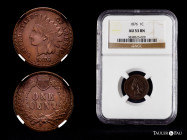 U.S. Coins. Indian Cents. 1 cent. 1876. Philadelphia. (Km-90a). Ae. Slabbed by NGC as AU 53 BN. NGC-AU. Est...250,00. 

Spanish Description: Estados...