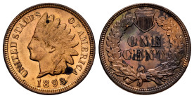 U.S. Coins. Indian Cents. 1 cent. 1893. Philadelphia. (Km-90a). Ae. 2,99 g. Original luster. Light stains. Beautiful obverse. Mint state/AU. Est...100...