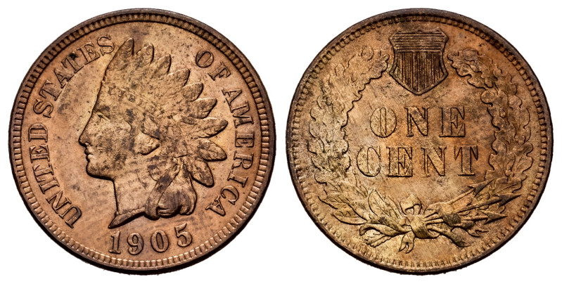 U.S. Coins. Indian Cents. 1 cent. 1905. Philadelphia. (Km-90a). Ae. 3,19 g. Mino...